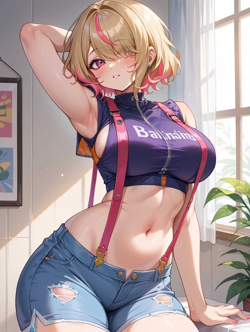 best quality, (masterpiece:1.2), detailed, medieval,
Rumia Tingel,
1girl, solo, ((blush)),
medium hair, blonde hair, short ponytail, blue eyes, green bow, x hair ornament,
((( blue eyes, ultra-detailed eyes))),
Dynamic pose, ((blush)), medium breasts,  medium hair,  background, perfect anatomy, healthy skin,  glowing eyes, cat ears. sitting .(( Sleeveless)), ((navel, healthy skin)), (((elegant t-shirt, navel)))
