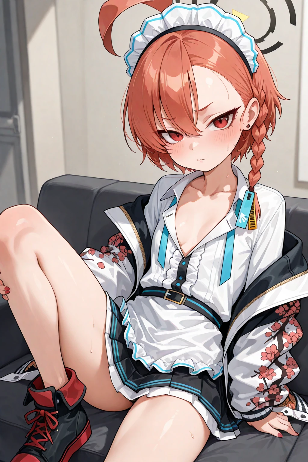 masterpiece, 1 girl, topless, nipples, high angle, intricately detailed, raining, porch, japanese house, hydrangea flowers, navel, necklace, beautiful face, dolphin shorts, sitting, extremely detailed, photorealistic, octane render, 8 k, unreal engine. bare breasts, bare stomach, sweaty, people on background, heavy breathing, detailed, cowboy shot, small breasts ,child, brown boots hair ribbon, solo, breasts apart, navel, bare shoulders, sexy, stomach, erect nipples, japanese garden, pond