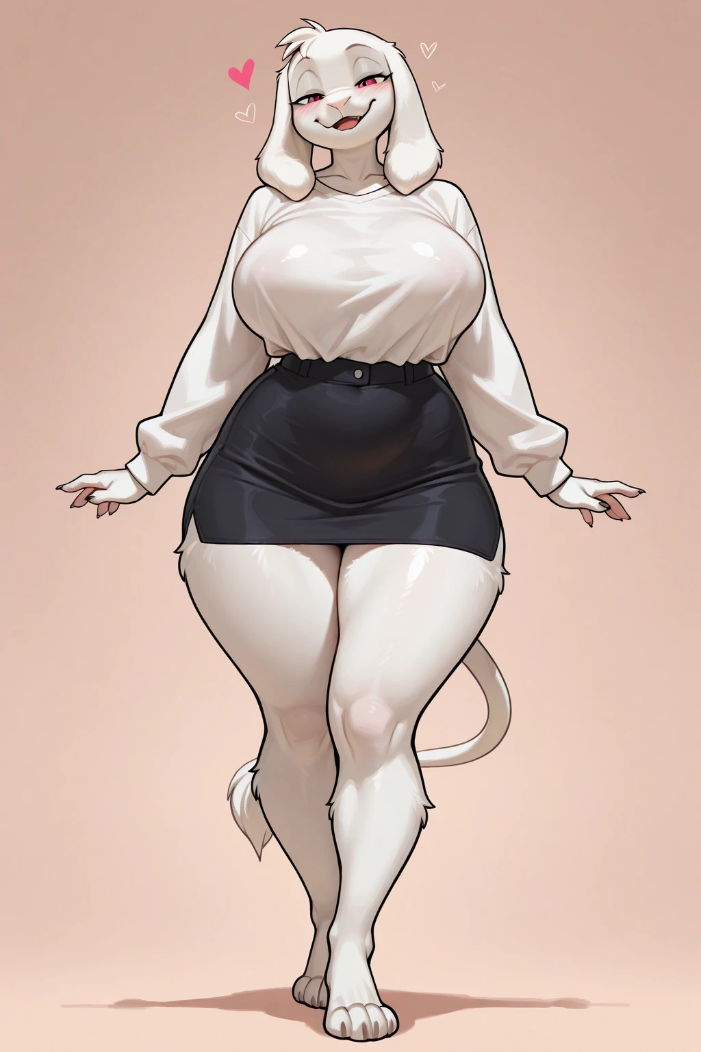 (solo) female anthro cow, long fluffy hair, cow, big breasts, attractive,off shoulder dress, fit body, cow tail, thicc, freckles, freckles on face, smug eyes, (sultry expression), bedroom background, simple background, thick thighs (bimbo) high heels, thick horns, black and white furry, white furry black cow spots.
