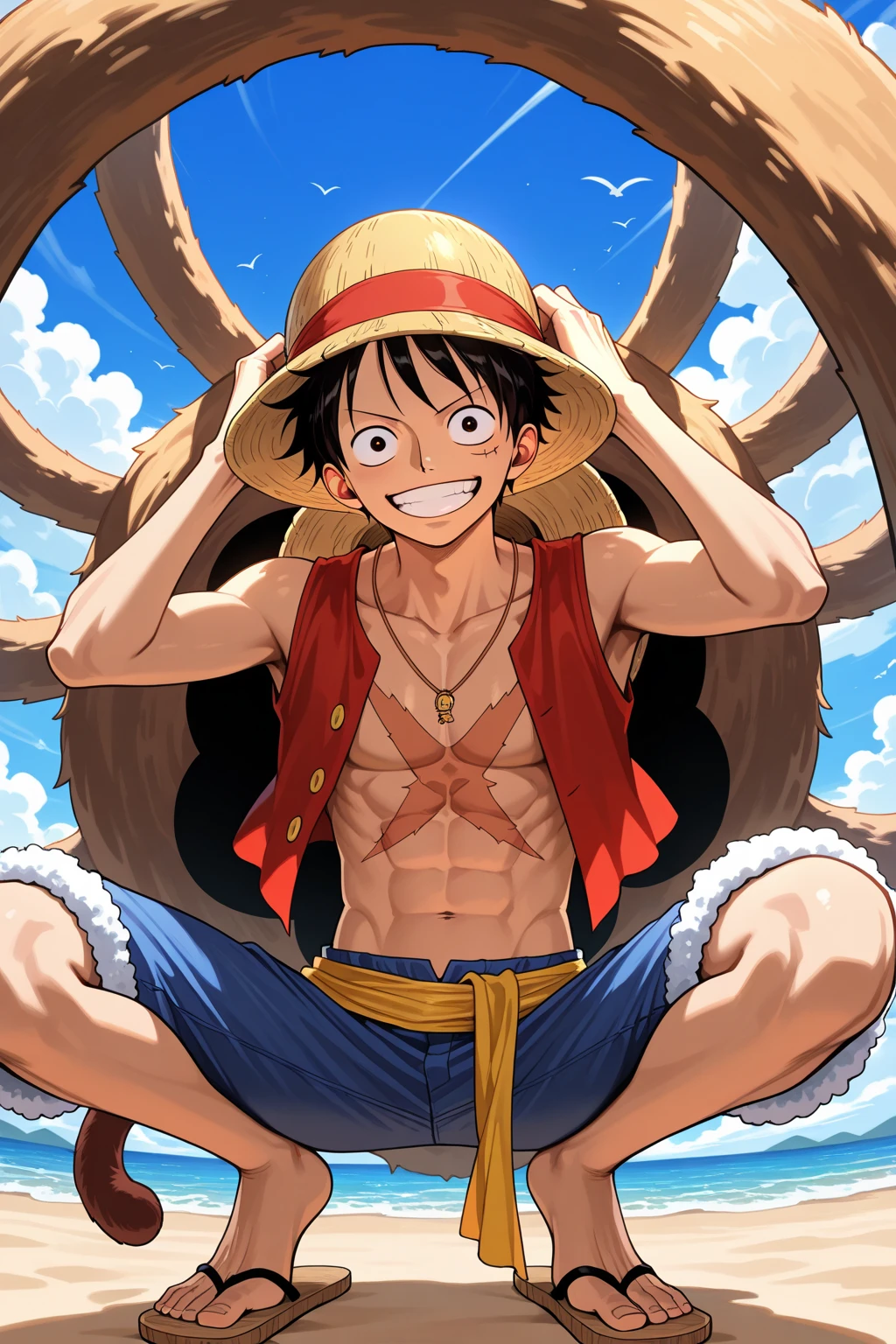Luffy upside down