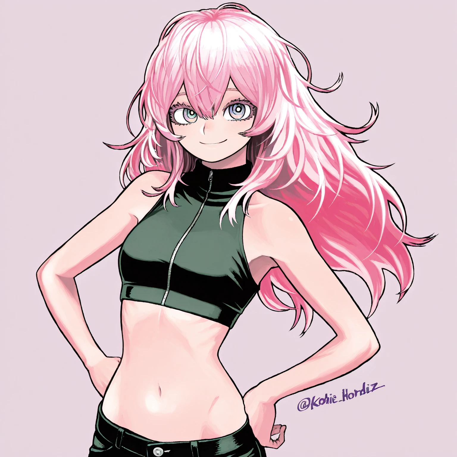 Boy, male body, adult, girl face, seductive face, seductive look, long pink hair, perfect body, fit body, fulfilled sleeve shirt, muscular, , jeans with pretuberance, pretuberance, sissy, femboy