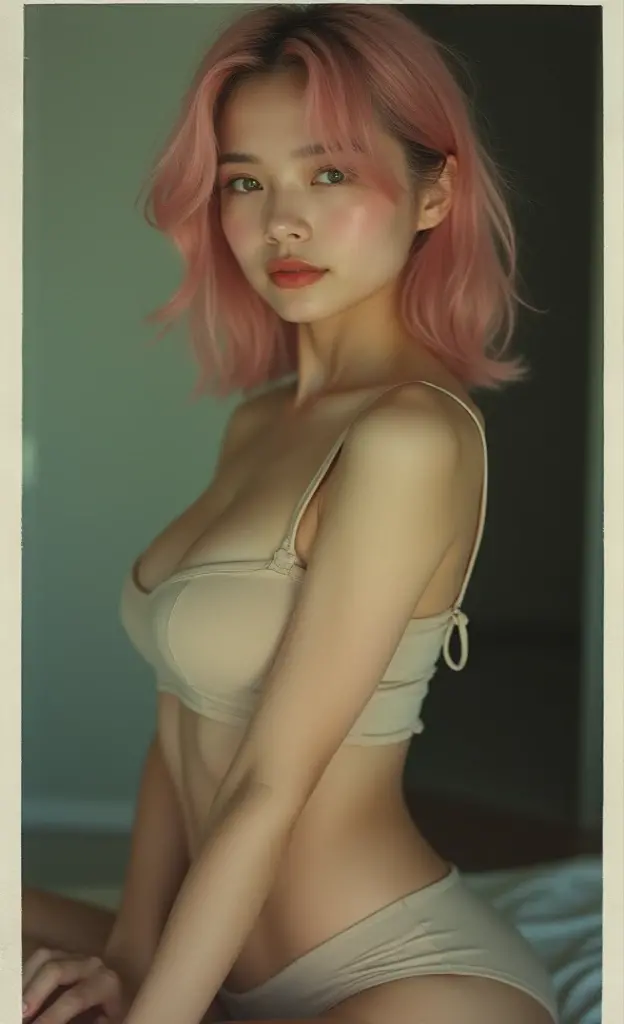 ((top-quality)), (super detailing), ((High Detail)), 4K, (8K), Top image quality, (Beautiful fece), spread legswide、photos realistic, absurderes, ((Pink hair))、breastsout、teats、Navel、short-hair、a smile, Natural beautiful light, Pretty beautiful woman、hotels room、looking at viewert、raw、nighttime scene、A smile、Hotel、Beautuful Women、Semi-open strawberry lip、Dimples、A wistful look、Sleeping on the bed、((A detailed face))、((detailed facial features))、(Fine detailed skin)、pale-skinned、looking at the viewers、((lare breasts:0.2)) top-quality、超A high resolution、(Photorealsitic:1.4)、(long:1.3)、(azur lane\)、1girll、NSFW、slenderbody、Behold、cute little、finerly detailed face、Contrapo、Smooth skin、parfect anatomy、natta、Professional Lighting、((Sleeping on the bed))、no teeth