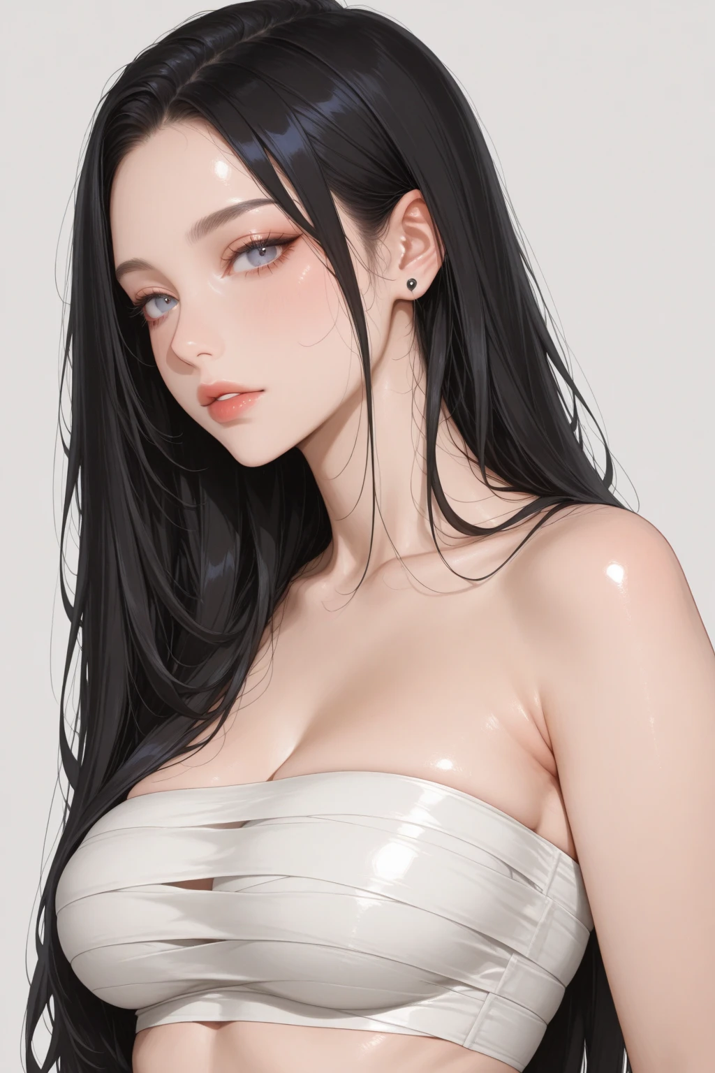 1 woman, nude, large breasts, enormous breasts, huge butt, enormous ass, black hair, pale skin, gothic, posing sexy to the camera, sexy, aroused, giant breasts, in bed, frontal view of breasts, (best quality,4k,8k,highres,masterpiece:1.2),ultra-detailed,(realistic,photorealistic,photo-realistic:1.37),portrait,high contrast,dramatic lighting,dark moody atmosphere,sultry expression,sensual pose