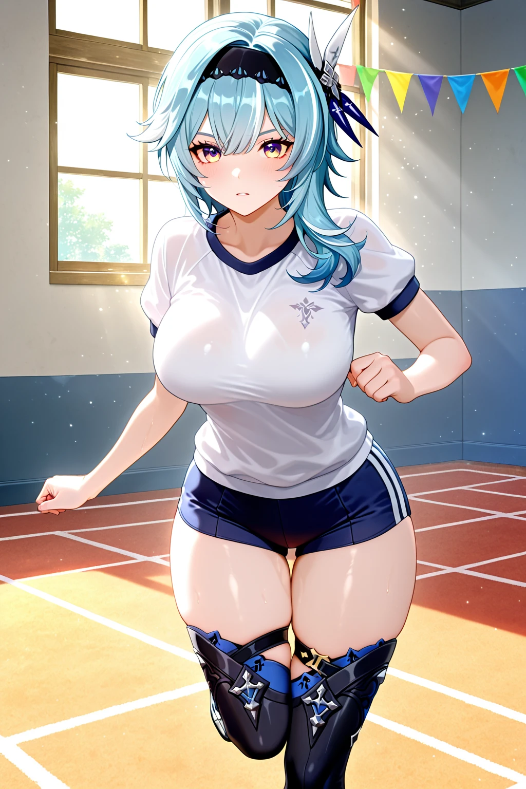 {{{{{16k,Ultra High-resolution realistic photograph of neat virgin first-year junior high school girl's in School-designated gym uniform with junior high ribbon as pretty as a actress in Grass schoolyard, She's in the first year of middle school, but she's too well developed, her F-cup cleavage tits are too beautiful}}}}},{{Extremely detailed}},{{{{{dye her cheeks flush and integrated her head pure small, thick lips, Enchanting thick gross idol's Lips}}}}},{{{{{the bang hair}}}}},{{{{{She get more attractive and smoother her body, her expression and appearance are transformed into that of a pure, Her shame when her School-designated gym uniform is rolled up exposing her body, Her white tits are so fluffy, and are depicted in great detail, but her sex appeal from her cleavage fills the schoolyard, her bodyline and tits and hips are getting sexier and Cute, She has been reborn as a pretty one-in-a-thousand-year girl with a sparkling aura of cuteness}}}}}
