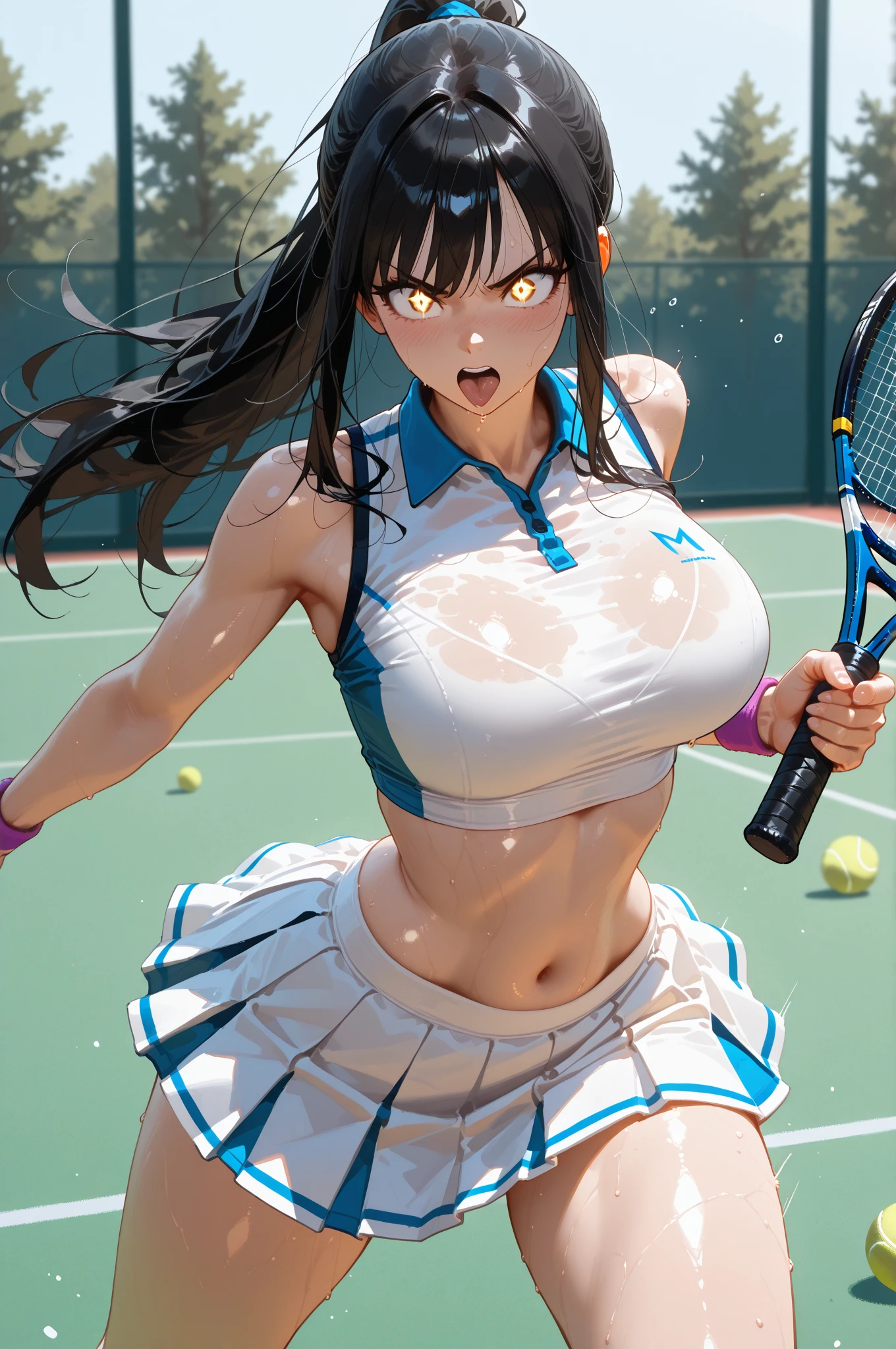 Ryu's counterpart, Juli, boasts a physique akin to his, yet boasts an ample bust. She dons a tennis uniform, the short white skirt revealing a peek of her purple panties beneath. Her eyes, as depicted in Street Fighter Alpha 3 -- S2, gleam green, adding an alluring charm to her athletic figure.