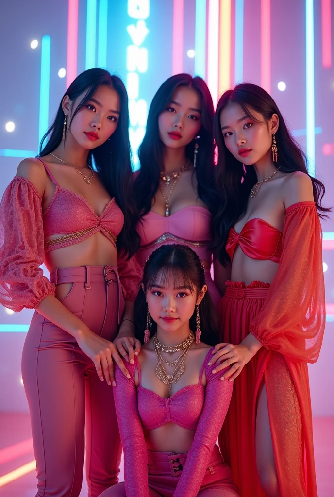 Blackpink whith seven members one of the girls is black and an other clip with the black girl in center 