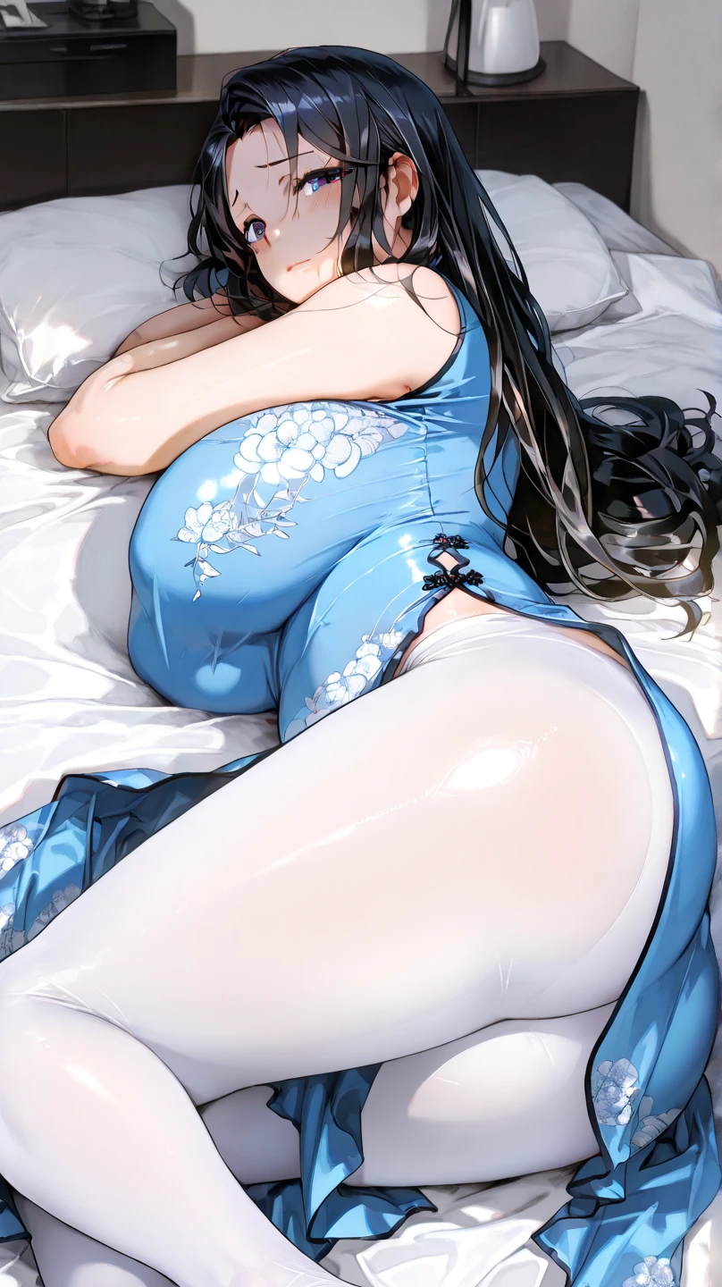 hanekawa tsubasa、attack of glasses、black hairの、big breastsのヌード、 (black hair, brown eyes, round face), big breasts, With ribbon, (blush your nose, Naughty, half-open eyes, drooling),on the bed in the infirmary, [full body shot]、BDSM、Lots of love juice、pale pubic hair、wearing a black dog collar,full body shot,wide open legs、Glasses、lying in bed、hands tied above the head、head to toe shot、Squirting、Squirting、hips move up and down、chest moves up and down、cry in pain、Pee、((masterpiece)), ((highest quality)), (Super detailed), ((cute)), cute, (Lovely), ((very detailed)), 4K, (8K), highest quality, (beautiful), anime style、pink nipples、Completely naked、