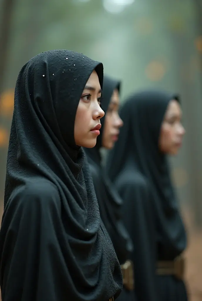 8k, best quality, Medium close-up, （Best quality，8K，tmasterpiece：1.3), (2 young girls:1.1), two beautiful young 12 yearsjadian girl, veil hijab ((turkish girl hijab)), ((long hijab, close hijab)), fit body, perfect eyes, pale skin, fair skin, perfect skin, ((outdoor)), at morning, ultra-delicate face, delicate eyes, double eyelids, half smile, Realistic, beautiful and delicate photo,heterosexual, braless, cold expression, cold pose, back view, climb on all four at the front of the mosque, (Falling rain:1.3), (at the front of mosque:1.4),back view, buttock stand out, topless body, sexy pose, full body shot, spread legs wide open, show off vagina, backshot, buttocks exposed, topless, small flat breast, slim body, skinny, ((take a selfie photo))