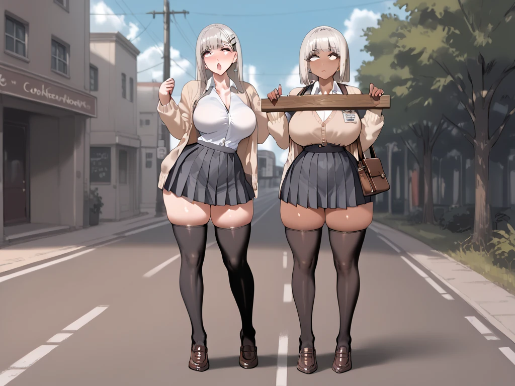 NSFW,Blonde,Very long hair、Messy Hair、Flat Chest,Tank top,cropped,Shorts,pantyhose,(Perfect hands),(Perfect Anatomy),(masterpiece),(highest quality),(Embarrassed:1.5),blush,Shy laugh,Downtown at night,Back Alley,Street lamp
