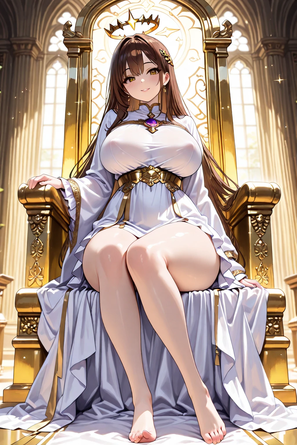 Highest quality, Official Art, masterpiece, Fabric Shading, High resolution, Very detailed, colorful, Best details, Fantasy, suit, Yui Takamura:1.5, 1 female, Age 25, Highest quality, Official Art, masterpiece, Fabric Shading, High resolution, Very detailed, colorful, Best details, Fantasy, battle suit,1 female, Age 25, Standing on the stairs, A castle town with an old castle view, sunny, Braided Crown, Large Breasts, skinny, Surrounded by a lot of people:1.9, Confetti falling, Blessed, Welcomed:1.5, Camel Toe:1.3, Ground level shot:1.9, squatting, spread legs,
