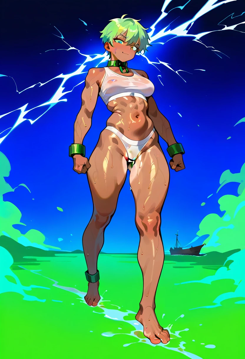 (tanned skin), (muscular), thick thighs, (busty:1.4), thicc, (extremely wide hips)