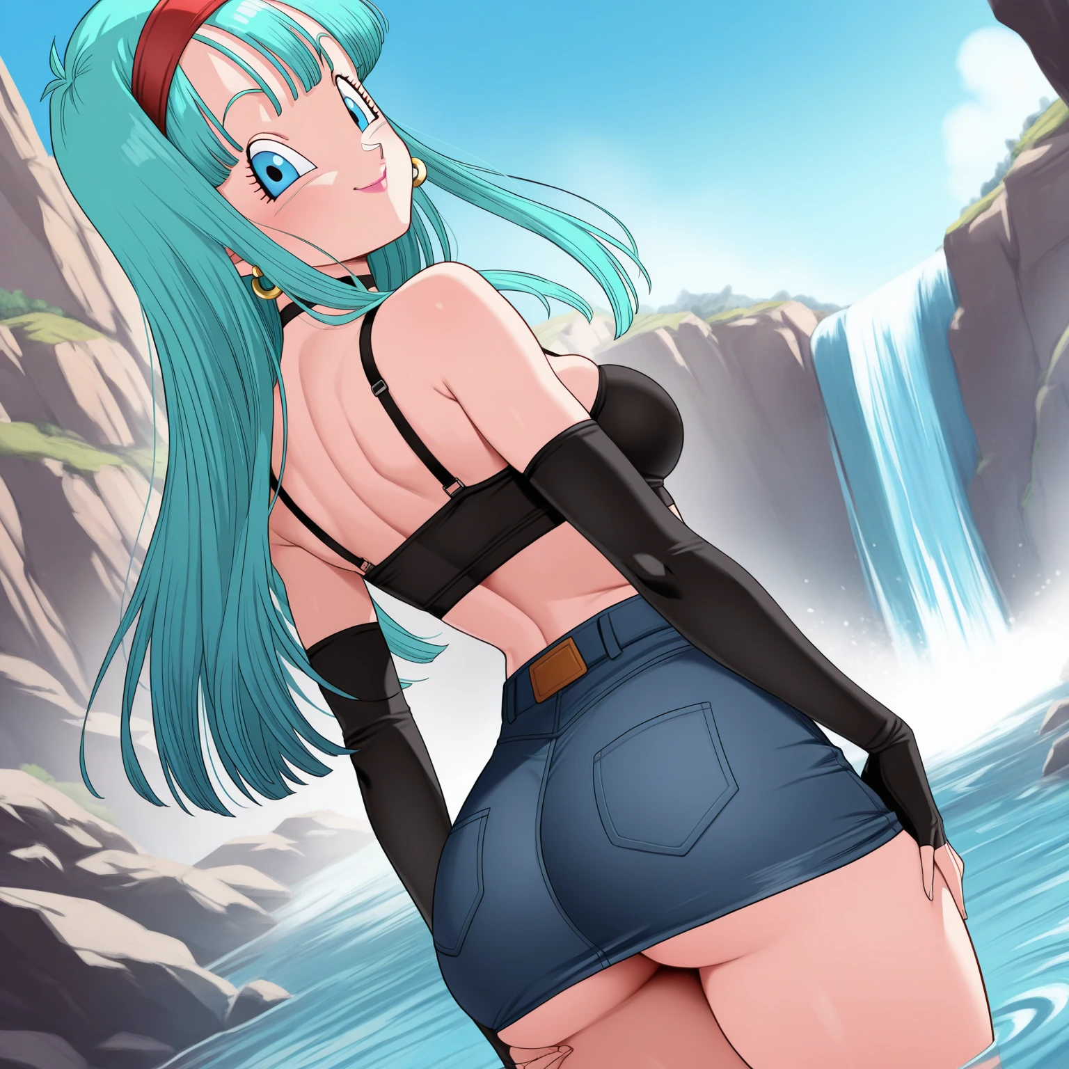 score_9, score_8_up, score_7_up, 1980's style, JK, retro, source anime, flat color, (masterpiece), (best quality), (ultra-detailed), (illustration), (an extremely delicate and beautiful). lum, 1girl, solo, (moonlight), dynamic angle, Beautiful, teenager, (nsfw:0.85), ((baby face)), (intense colors), blue hair, blue eyes, (tiny horns), pointy ears, aqua hair, eyeshadow, cute, heart sunglasses, heartglasses, big perky breasts, (dramatic lighting), cute girl, sweaty, blush, blushing, makeup, teasing smile, open mouth, licks lips, horny, drunk, angry. Clothes: chinese_clothes, (tiger-stripped tangzhuang), tight tiger-stripped jean shorts with frayed edges, cut off tiger-stripped_ jean_shorts, tiny jean shorts, ripped jean shorts on ass, torn jean shorts anus, cropped tiger-stripped tangzhuang, (unbuttoned), bottomless, yellow tiger-stripped thigh boots, yellow tiger-stripped knee boots, dressed slutty. Background: street café, café on roof, sitting next to couch, high floor, on water, (wet:1.3), lake, nature, mountain, outdoors, night, moonlight, angry, looking at viewer, from below. Pose: spread legs, leaning back, kneeling, dynamic posing, showing ass to viewer, facing away, Expressiveh, from below, from side, elegant, erotic, sensual, (from the side, booty up, ass up, doggy style). in ru_ta artstyle, Spark effect, (electrokinesis, electricity:1.5), ((flying, floating in air, anime Thailand nature, floating hair, wide view, from far)),