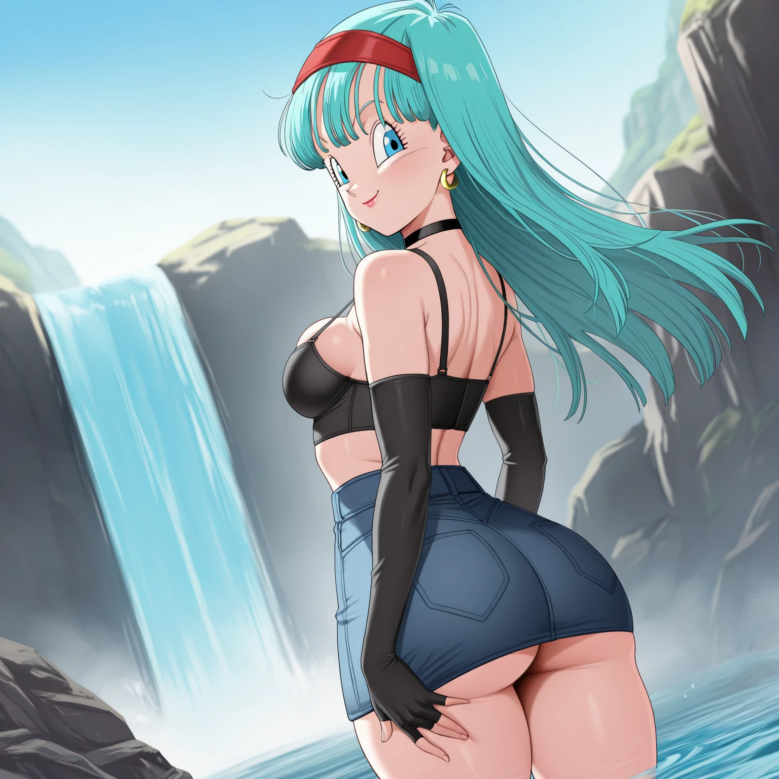 score_9, score_8_up, score_7_up, lum, solo, retro artstyle, 1980s style, breasts, blue eyes, eyeshadow, green hair, bangs, aqua hair, tsundere, dynamic angle, large breasts, large ass, loose cropped tiger-stripped sweatshirt, underboob, (cameltoe:0.6), skinny, loose cropped sweatshirt, thong, flashy clothing colors, textured clothing, large sparse japanese room, embarrassed, large Shoji showing japanese garden, bright sunny background, ExpressiveH, scenery, ultradetailed, highdefinition,