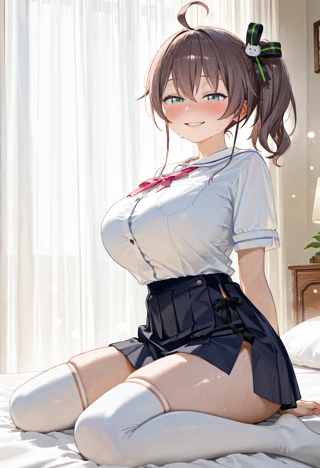 One Girl、uniform、Black Skirt(Flip it up yourself、White panties)