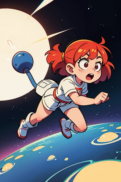 Um Astronauta homem, drifting in space