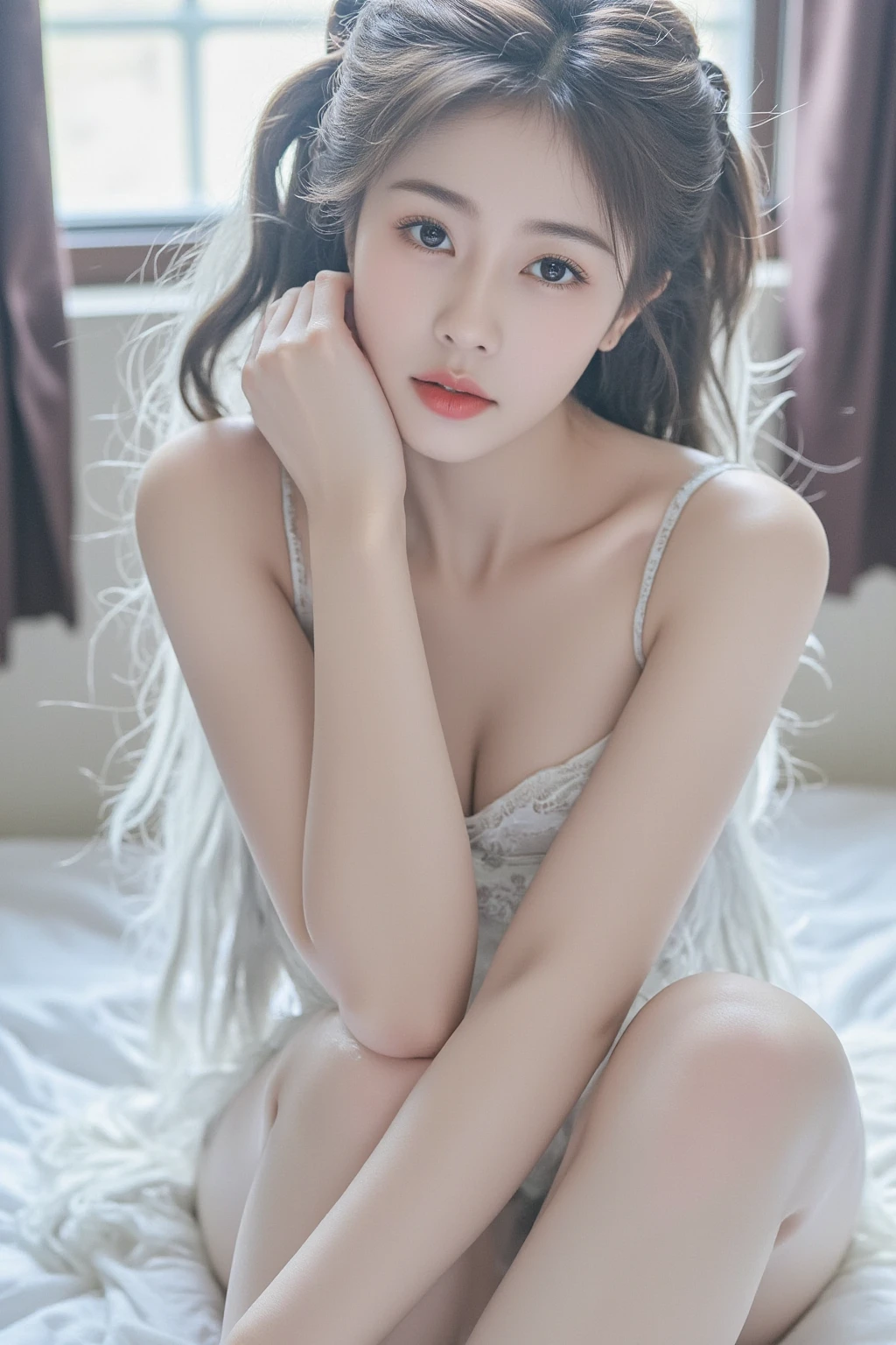 Jennie arranhada com vestido branco, cabelo solto e meias brancas, ajoelhada em uma cama, Angelawhite, ava max, 2 2 anos, with hat, 21 anos, 18 anos, basia tran | |, , angie lobo, Sakimichan, Amouranto, Cara sexy, Boa , Yelena Belova, 2 3 anos, jennie blackpink, corpo detalhado e rosto detalhado