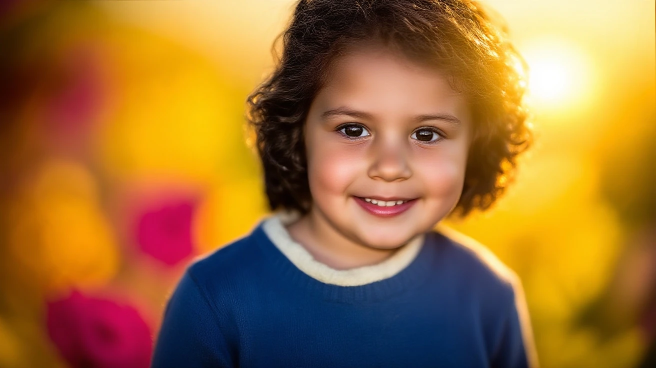Has a cute boy, beautiful eyes, cartoon
