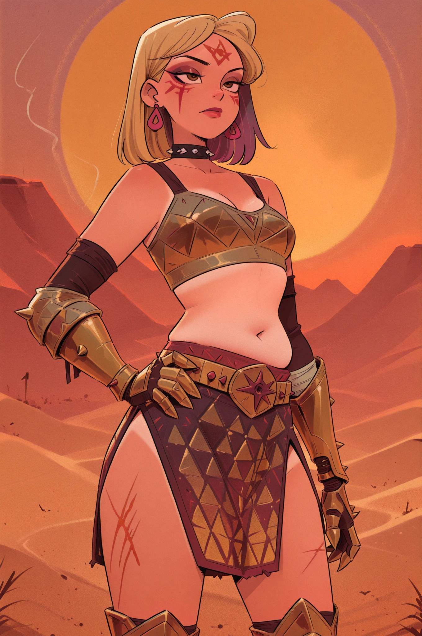 Hot Sexy Girl wear Cactus Spiky Bikini Armor with Sand Aura, Full Body