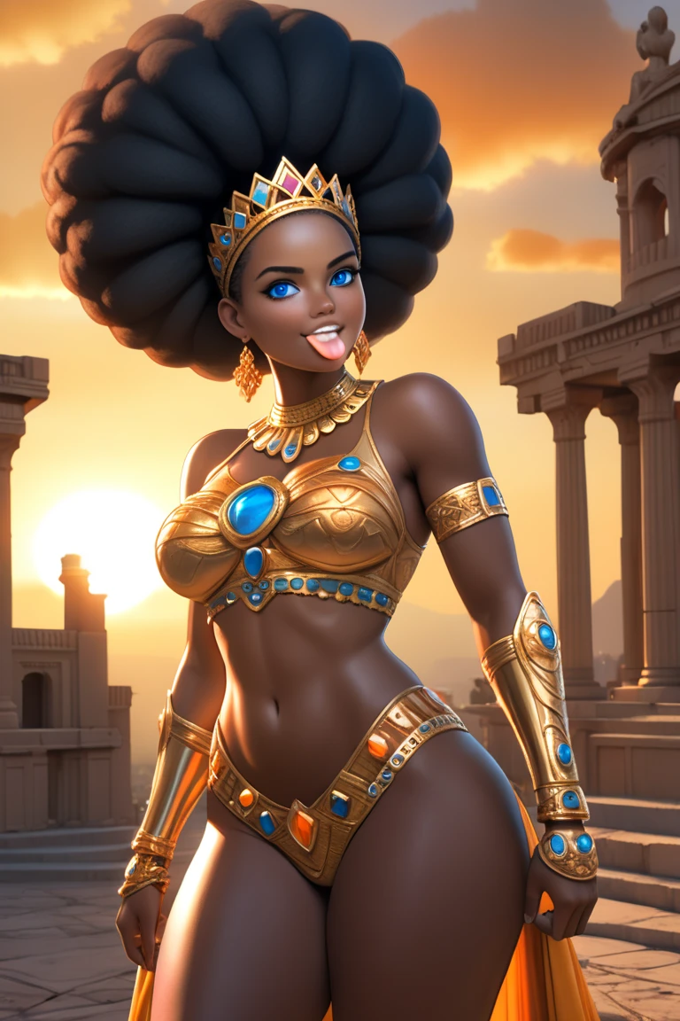 Highly (dynamic:1.2) scene art detailed (rutkowski:1.2), (nubian teen princess), (laughing), (dark skin), ((thicc)), (((large boobs))), (((cleavage))), (((long woven braids))), (fantastic, amazing egyptian palace decoration:1.2), egyptian beauty, explosive volumetric, Delightful anatomy, (fantastic god perfect art, 64k ultra hd:1.1), (art by apterus, art by artgerm:1.2)