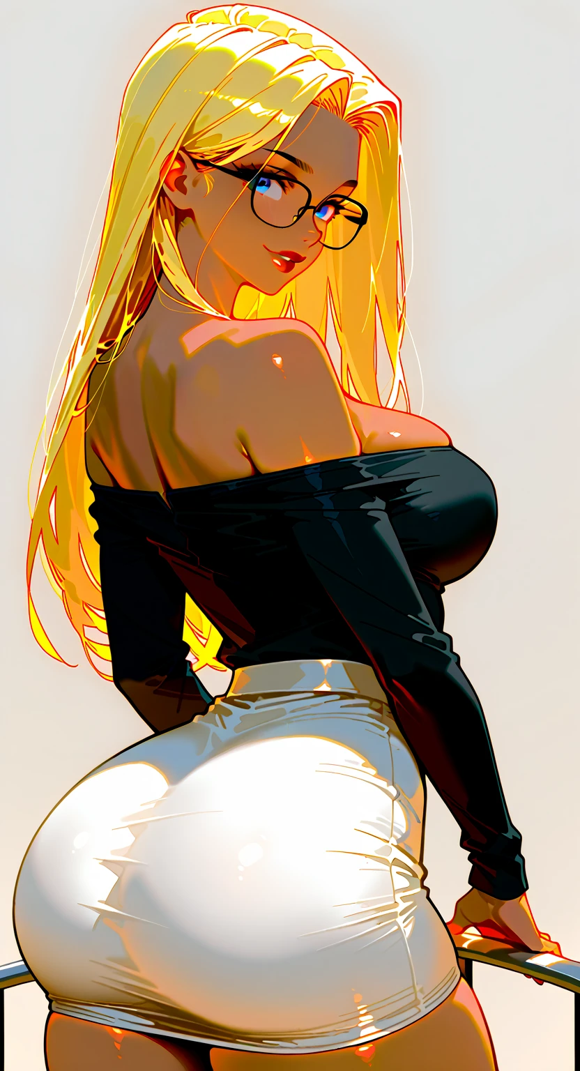 Blond sexy gyaru darkskin anime highschooler big breast, big butt, curvy body, and revealing highschool uniform