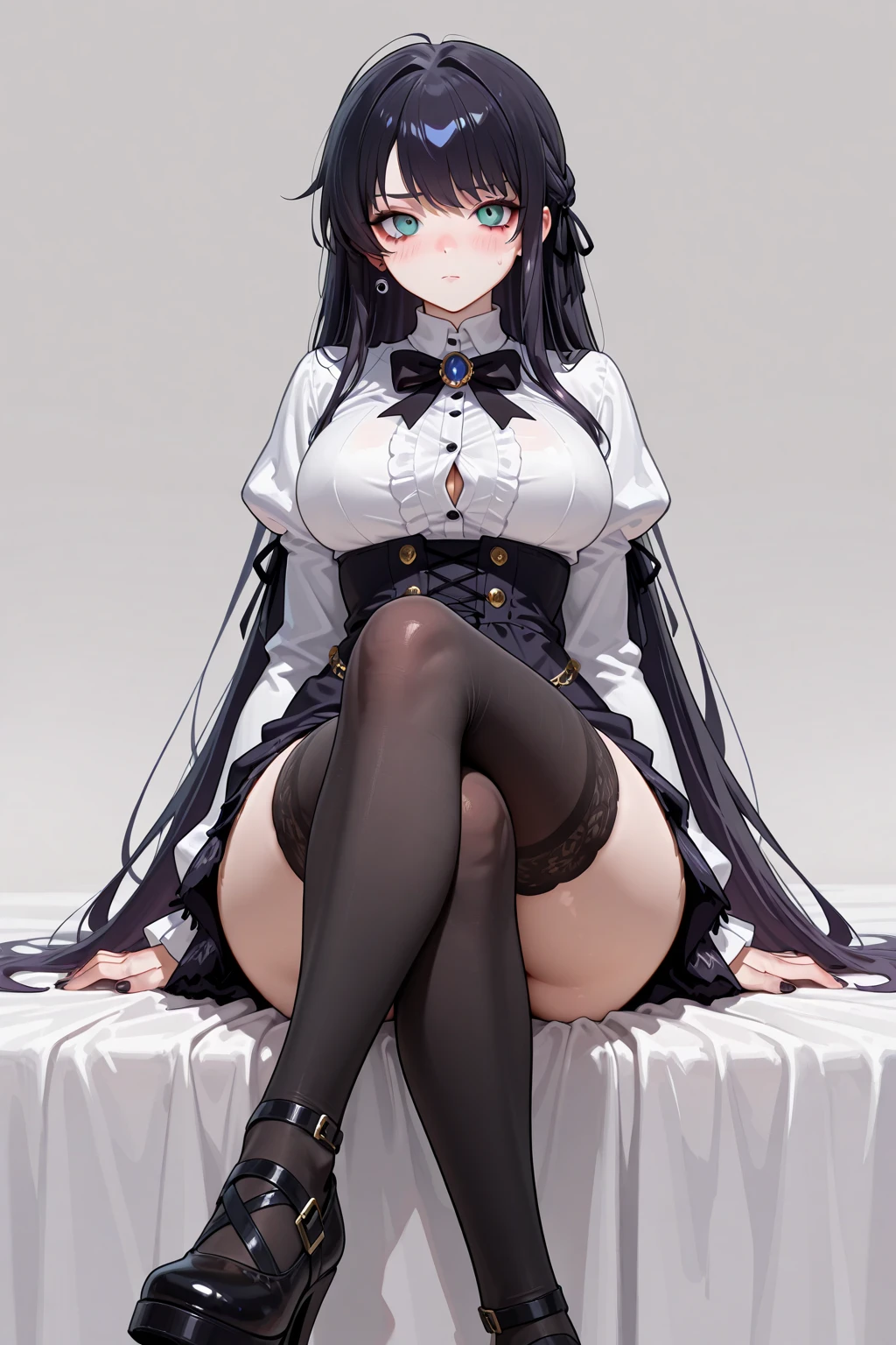<lora:azuma_v1.0:0.8>.azuma\(azur lane\), \(origen\), 1girl, solo, indoors,pantyhose, blush, black_gloves,from above,, masterpiece, best quality,