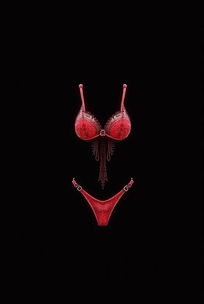 Pitch darkness、Black Room、full body Esbian、The left hand is visible along the body、Naturally right hand、extremly tiny bikini、See-through red lace fabric bikini、white  hair、Leather fabric、abdominals、Flat Small Chest、Protruding buttocks、Short hair in a bun、Intense light illumination of the face and chest、25-years old