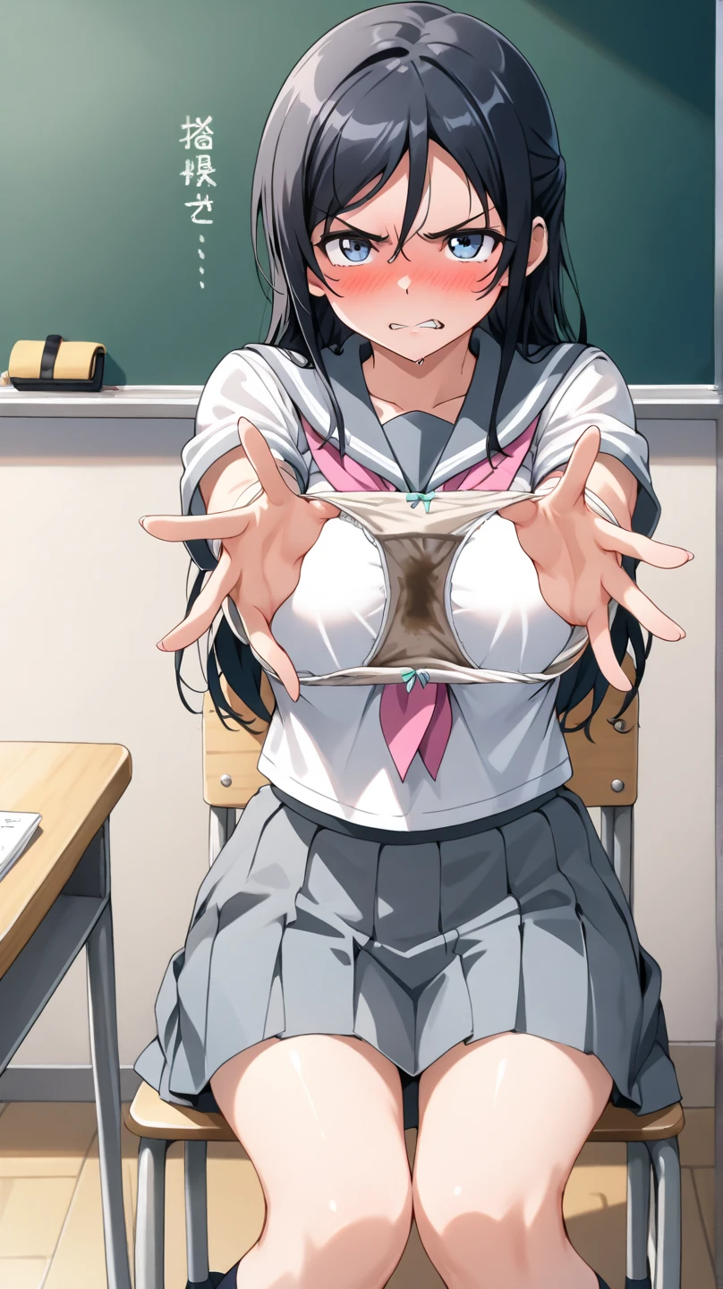 masterpiece, absurdres, 1girl, hinata\(shippuden\), solo,hooded jacket, fishnets, looking at viewer, floating hair, loose hair, (her hair is long unraveled), blue pants, (Best Quality), length hair, large breasts, breasts out, Bound, Bondage, (arms behind back:1.4), BDSM, tape, TAPE BONDAGE, srestrained, best anatomy, Curled up, Upper body, nude, shocked face, screaming, nipples secrete milk, lactation milk, blushing face, (men touching her), touching nipples, ((((pov hand squeezing nipples))), 
