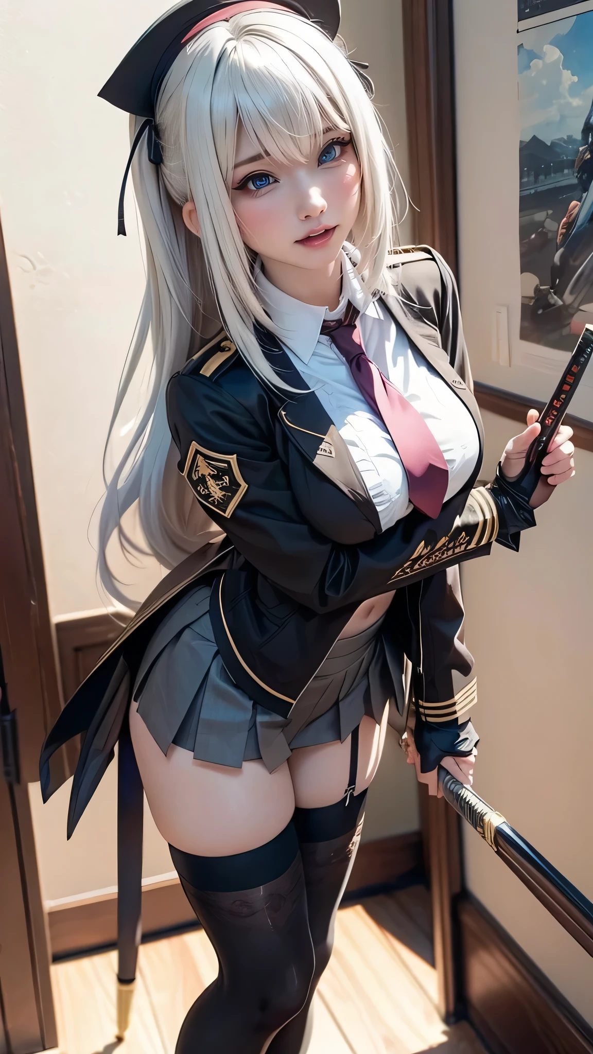 photorealistic, high resolution, 1women, solo, hips up, look at viewer, (detailed face), Hogwarts uniform, hogsks