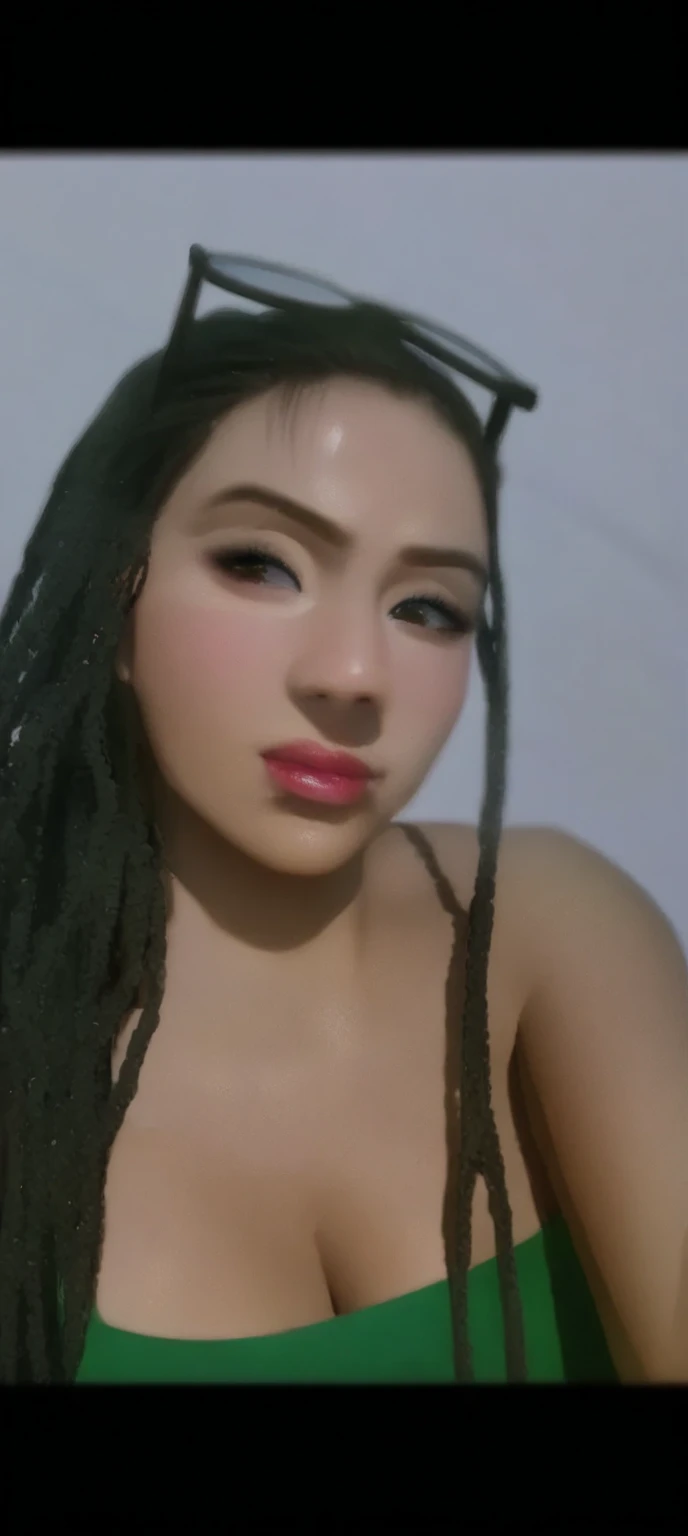 There is a woman standing in a room with a necklace, flawless and detailed face, beautiful latin face, 8k portrait, perfectly illuminated face, full face portrait, frontal photo, perfect olive skin, golden hour look, sensual look, with professional makeup, soft 8k portrait, 🤤 girl portrait, full face close-up portrait, resplendent