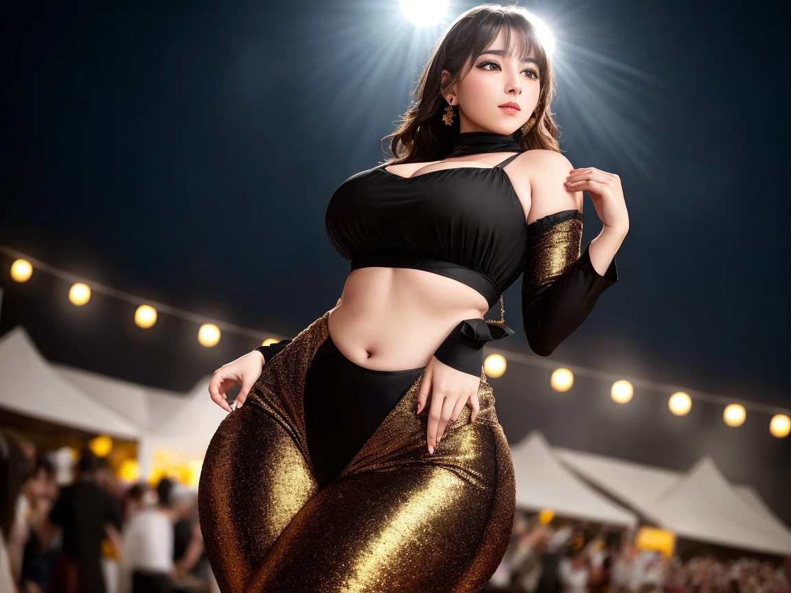 (masterpiece,best quality,ultra detailed,4k portrait:1.5), Beautiful young Korean woman, dyed golden ponytail, short hair, perfect style, big tits, toned abs, perky waist, muscularity: 1.2, professional wrestler, fighting pose, pink costume made of latex, narrow high-cut swimsuit (clothes too tight, too short, ill-fitting, many sizes too small), at Coliseum, full body shot too tight, too short, poor fitting, many sizes too small clothes), full body shot in colosseum.