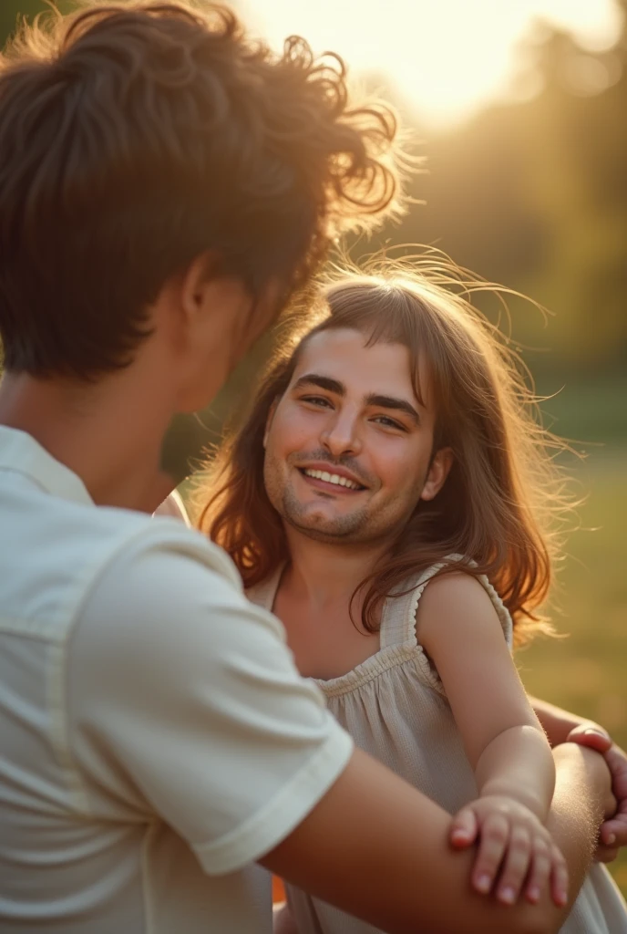 Guy and girl, guy kisses girl on the cheek