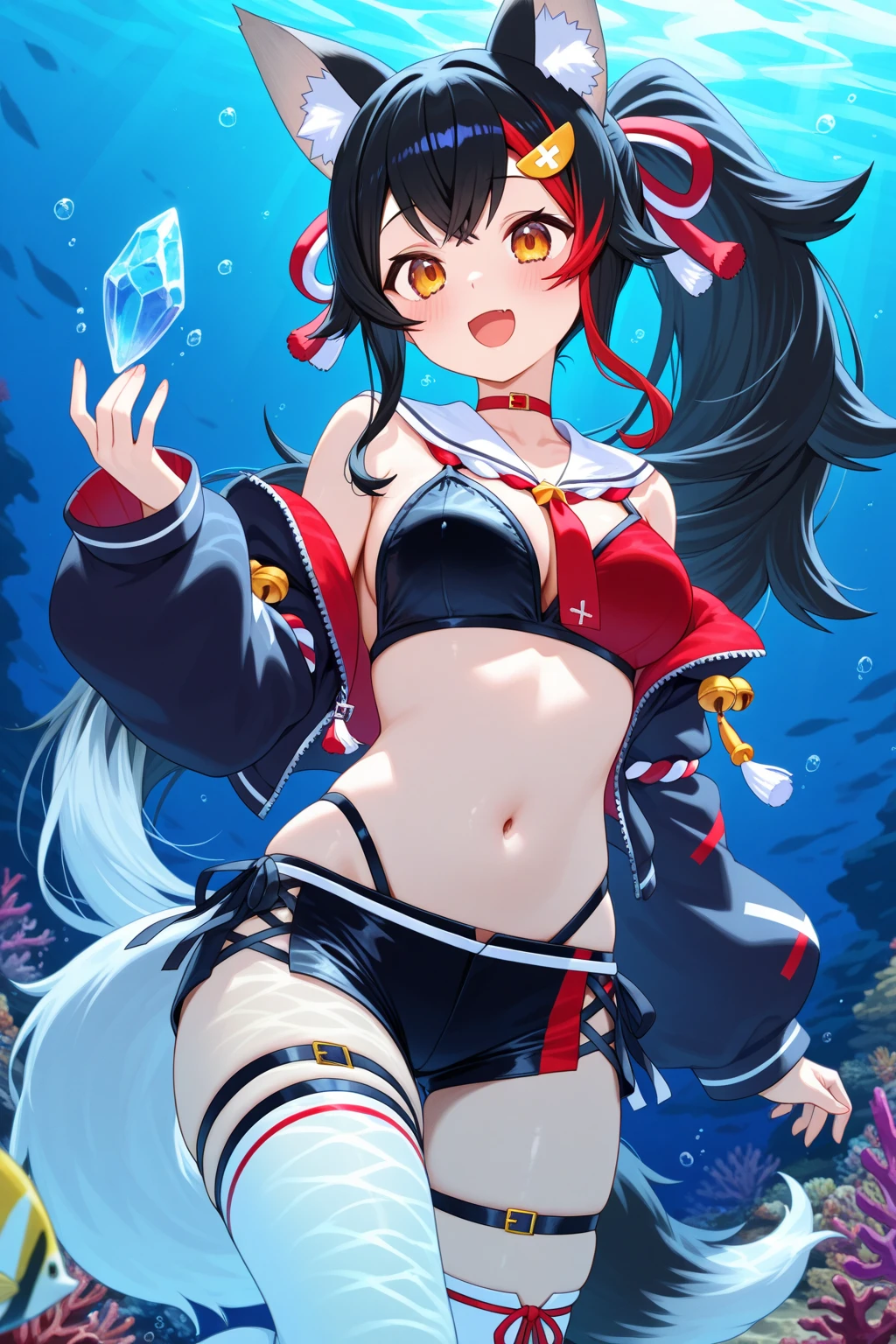 ((highest quality)), ((masterpiece)), Girl with headphones、personification, wearing bikini