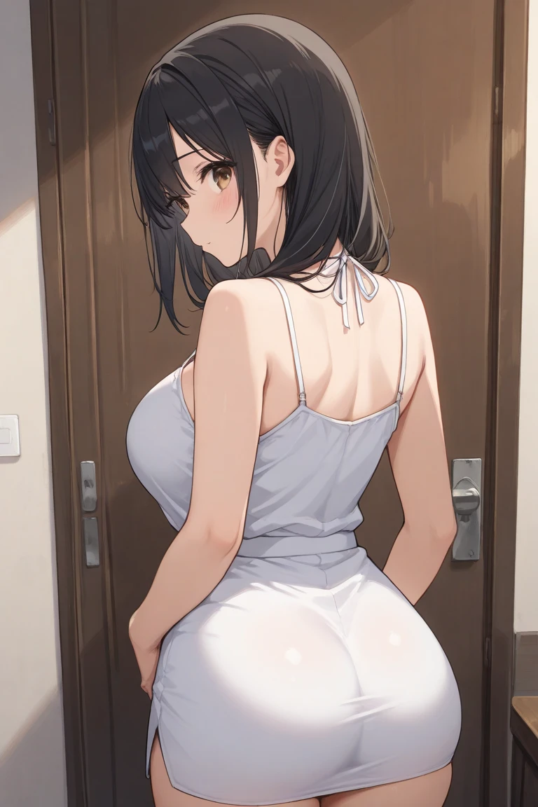 Teacher with huge tits ,(huge erect nipples),(prominent and marked nipples ,(teacher with huge butt against the wall and her little student is burning her teacher's huge butt with affection