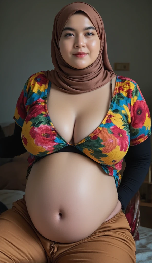 WELCOME TO THE JUNGLE, ((GOTHIC GOTH GIRL FLUORESCENT LIGHT GREEN LIPS)), Jumbo (Singlet), Chubby adorable, 1 girl, (face to face), 10 years old, baby face, Sadness face expression, half body portrait, (face details: 1), (eye details: 1), ((big breasts)). wearing transparent transparency soft long shirt, hijab, .. Cute posed. proportional body. Ultra High Res. realistic: 1.4, UHD, ((leopard pattern)), ((Bigger:2.4)), (((DARK BACKGROUND))), ((GIGANTIC:2.3))