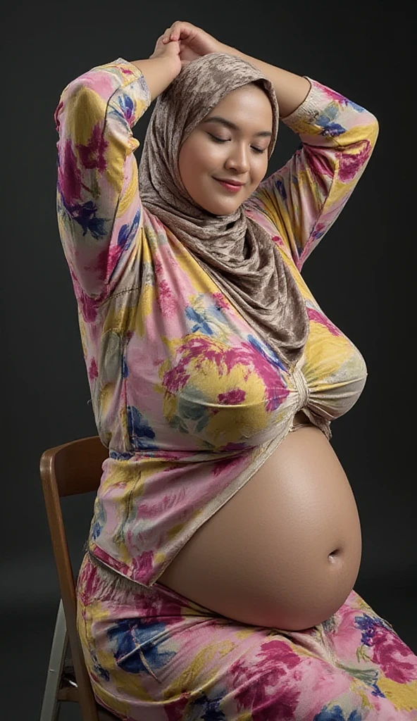 Asshole SAGGY GIGANTIC BREASTS (HIJAB) (Aunt Kalsom Malaysia Milf) is 79 years old, fat, naked and running in the forest (PINK T-SHIRT) Preggy