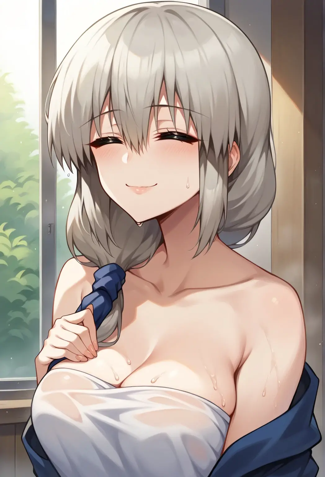 1girl, nsfw,okita, yellow eyes, blonde hair, short hair, ahoge, hair bow, black bow, large Breasts, nsfw, nipple, naked, empty eyes ,Shinsengumi, frozen, (Sweating profusely, Love juice, Wet Woman, female ejaculation),, crying ,crying, Naked, , (1girl) solo, Peeing, lactation, Projectile lactation Japanese-style tenement house