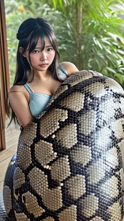 make anime, A with short hair is very happy looking at and holding a Brazilian tortoise using vector colors