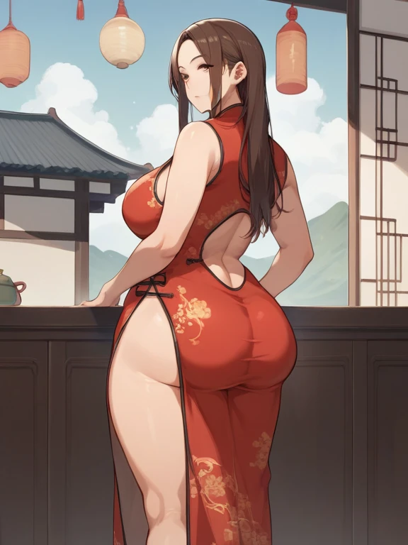 ((high reasterpiece), perfect anatomy, perfect shading, field of depth, (best quality), extremely delicate and beautiful, perfect lighting, detailed face, ultra cute face, cute, (cowboy shot 1.2), looking at viewer, ((1girl)), ((solo)),
short hair, fluffy hair, brown hair, hair decoration, green eye, ((blush)), nervous ((red chinese split dress 1.2)), extremely tight dress, thigh highs, medium breasts, cleavage, perky breasts, (((wide hips))), ((thick thighs)), (chubby),
street, town, chinese festival, night time, intricate background, detailed background, standing,