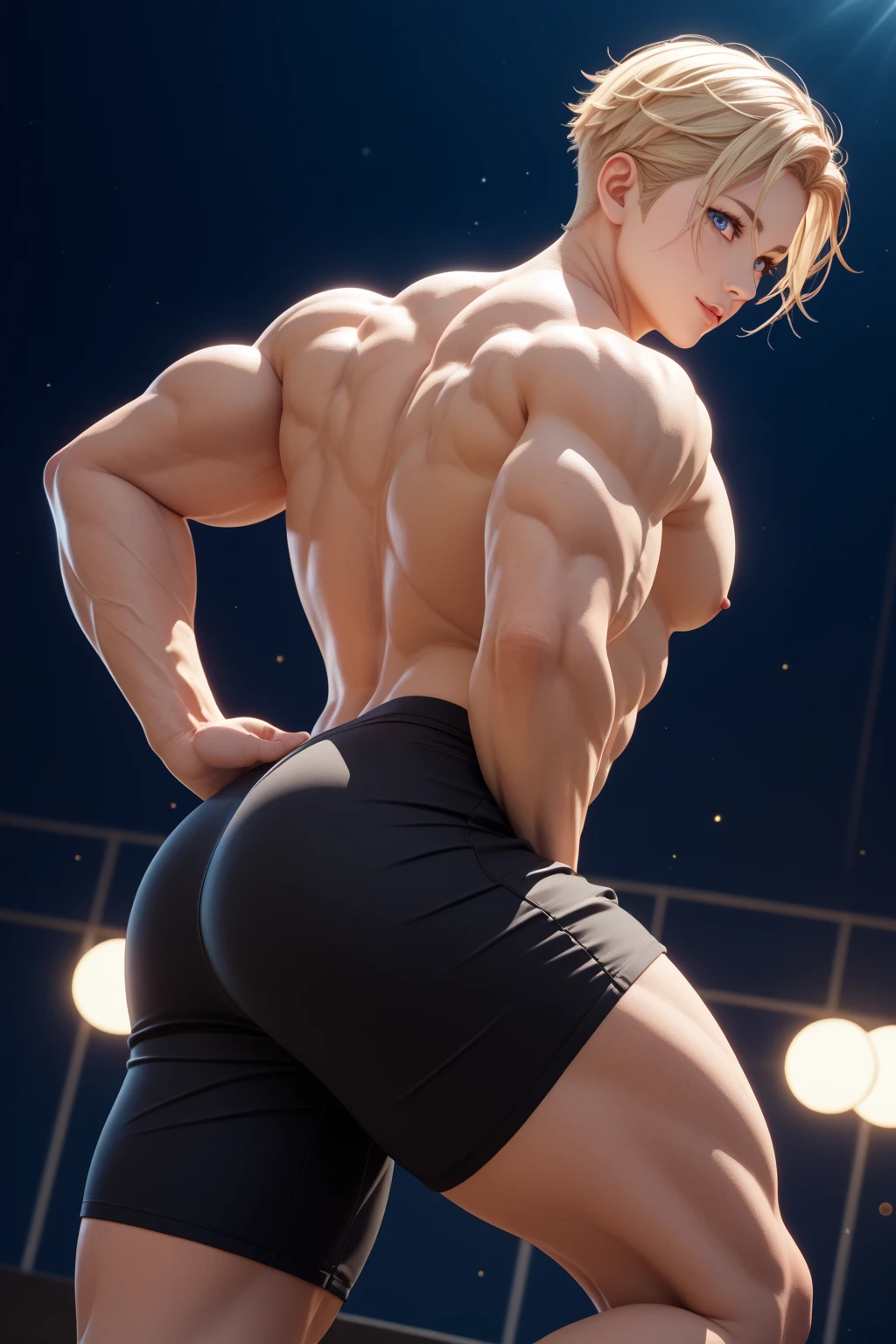 There is a person standing on a large device, Muscular!, redhead, handsome, cute face, muscular character, muscular male hero, Beef Cake Pose, voluminous muscles, Bodybuilder pro, Man, commission for high resolution, Super buff and cool, gigachad muscular, Muscular!! Sci-fi, most strongest pose, muscular features, strong and muscular, strong and imposing, , Muscular!!（There is a round line on the buttocks，Full pectoral muscles，The crotch is raised and large）blond hairbl，tiny thong, ((Metalic thong)) (((Back))) huge firm muscular thighs, round buttocks and round butt with back, huge ass ((huge buttocks))