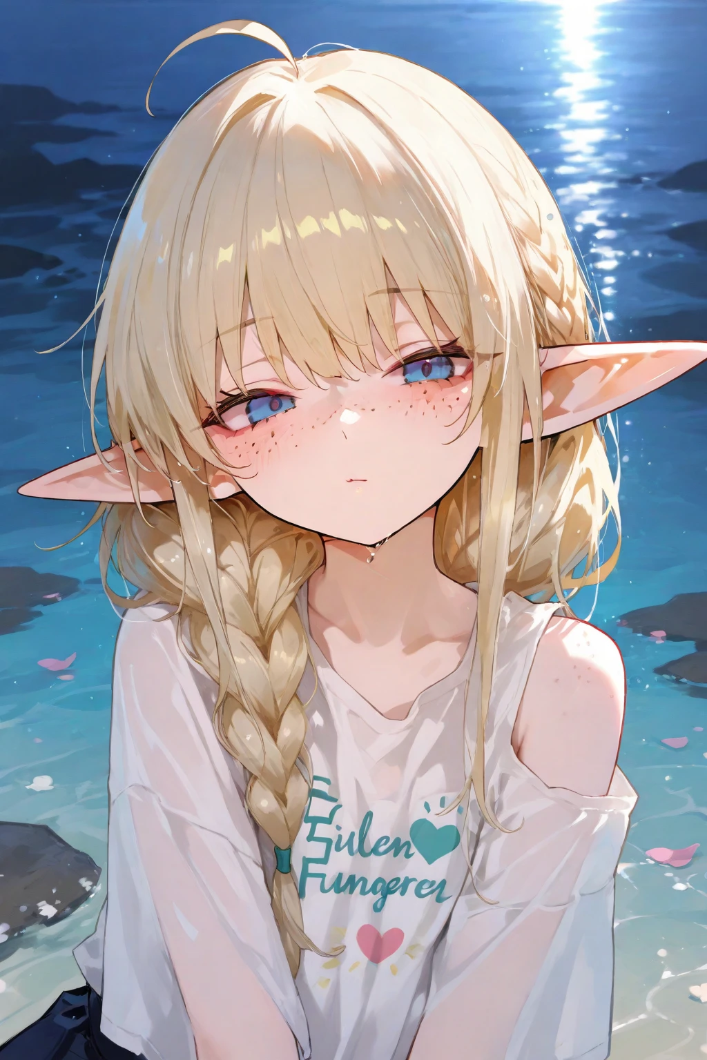 super detailed, highest quality, High resolution, ((8K)), ((youngest son:1.4)),  pale skin, Watery eye((pointed ears)), (blush:1.5), (embarrassing:1.5),  ((watercolor)), upward glance, open your mouth, Faintly visible underwear,whole body,Whimpering