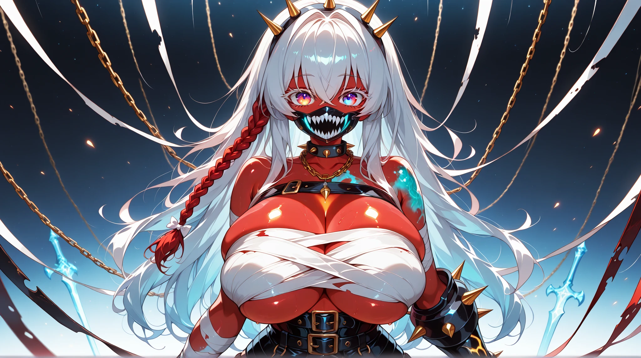 1girl, W \(arknights\), arknights \\\\\ masterpiece, best quality, very aesthetic, absurdres, newest \\\\\\ slim body,///// ,by nyantcha,cutesexyrobutts , by khyle,,////// ,,solo,, , ,,detailed face, , ,, , , , , beautiful face, (white background:1.2), , sexy, , orange eyes, , , rating:nsfw,(bikini:1.2), red bikini,big tits,), in the center of the frame, to tight swimsuit,short hair, highleg bikini, side-tie bikini , polca-dot
