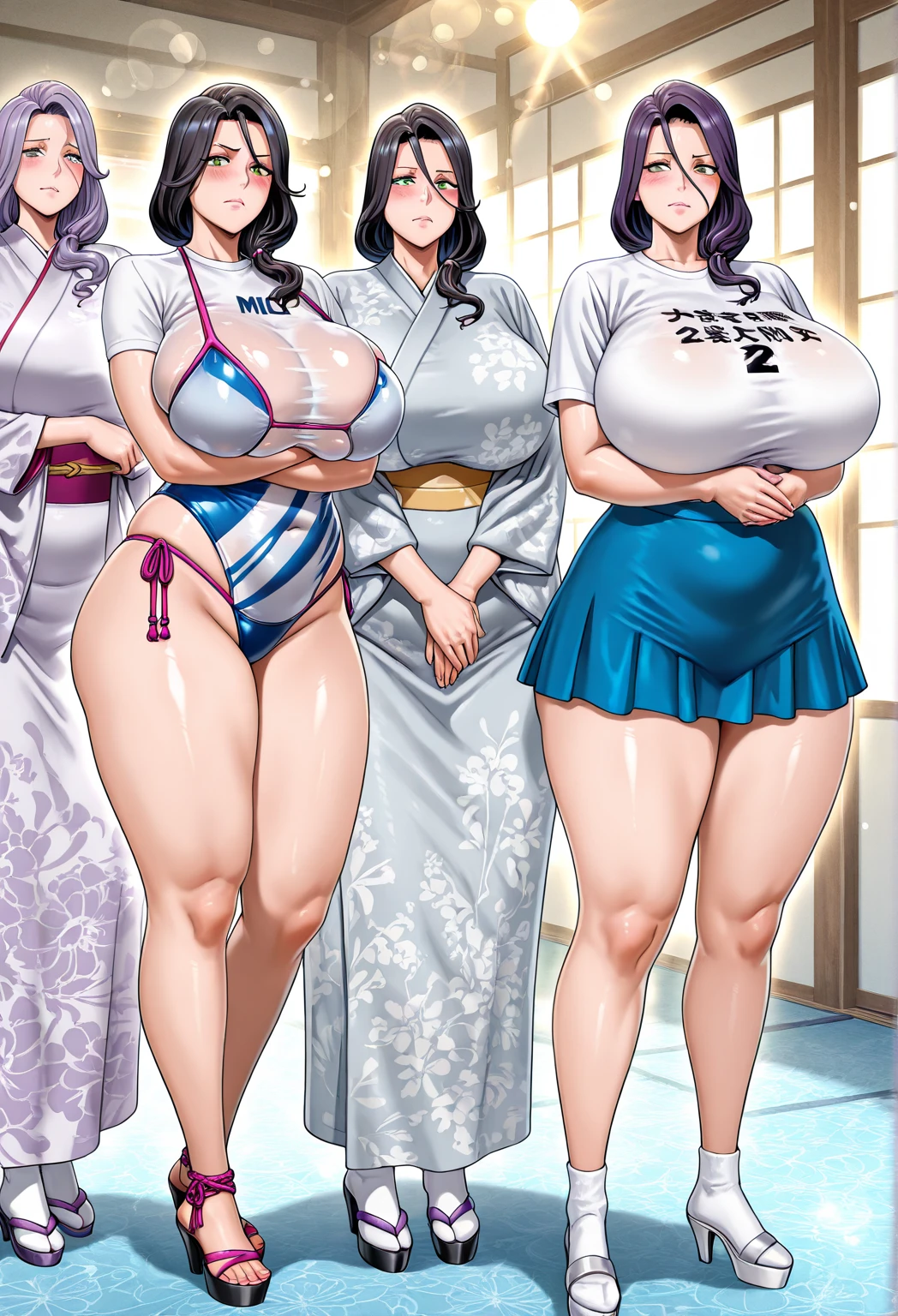 Full length portrait photo, beautiful evangelion girl, very fat in bikini, wide hips, wide waist, plump anime girl, big belly, big breasts, breasts, thick legs, thick btazos , beautiful face, bbw girl profile, white background.