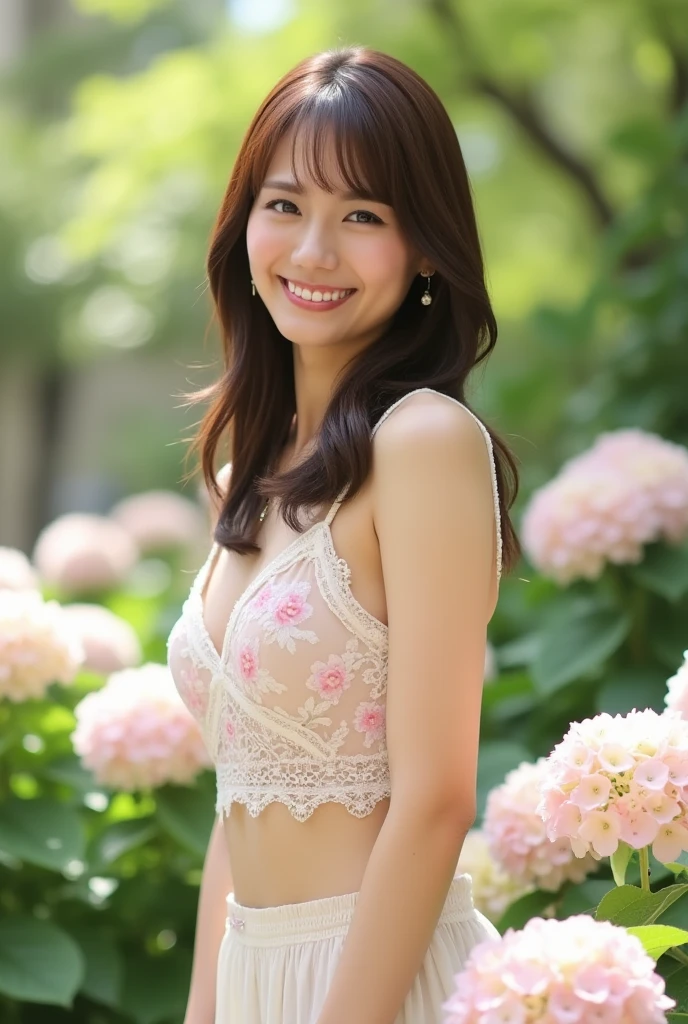 masterpiece、super high quality、crystal clear、RAW UHD format、18-year-old princess、Photo of a beautiful girl fighting evil、（(Beautiful body forged through training、sports girl)）、healthy beautiful girl、(Tired smile、sleepy eyes)、droopy eyes、high resolution glowing eyes、(((perfect anatomy)))、(Gravure photography)、crystal clear、clear、shallow depth of field、cute face、blurred background、Small pores in the skin、oily skin、complicated eyes、fine skin、((Berry short hair、brown hair))、(((short hair、messy hair、messy hairstyle)))、(((no makeup、Face and chest covered in semen and sticky liquid..)))、(((sweaty skin、Sperm in the skin)))、(((Adult video heroine ninja high school girl)))、cute smile、A special smile、 photo realistic:1.4), (hyper realistic:1.4), (realistic:1.3), (smoother lighting:1.05), (Improve the quality of movie lighting:0.9), 32k, 1 girl,20 year old girl, realistic lighting, Backlight, light shines on your face, ray tracing, (bright light:1.2), (Improvement of quality:1.4), (Highest quality realistic textured skin:1.4), fine eyes, detailed face, high quality eyes,fine skin texture (smile)、(very short hair、Berry short hair), (Enhances the mood of your body line:1.1), (Enhances the beauty of skin texture:1.1) 、sweaty skin、(((garter belt、garter ring、garter stockings ,bright flowers々surrounded by 、A lot of beautiful flowers、surrounded by flowers、The background is all flowers、Colorful beautiful flowers surrounded by a floral background for an indoor  atmosphere。)))、