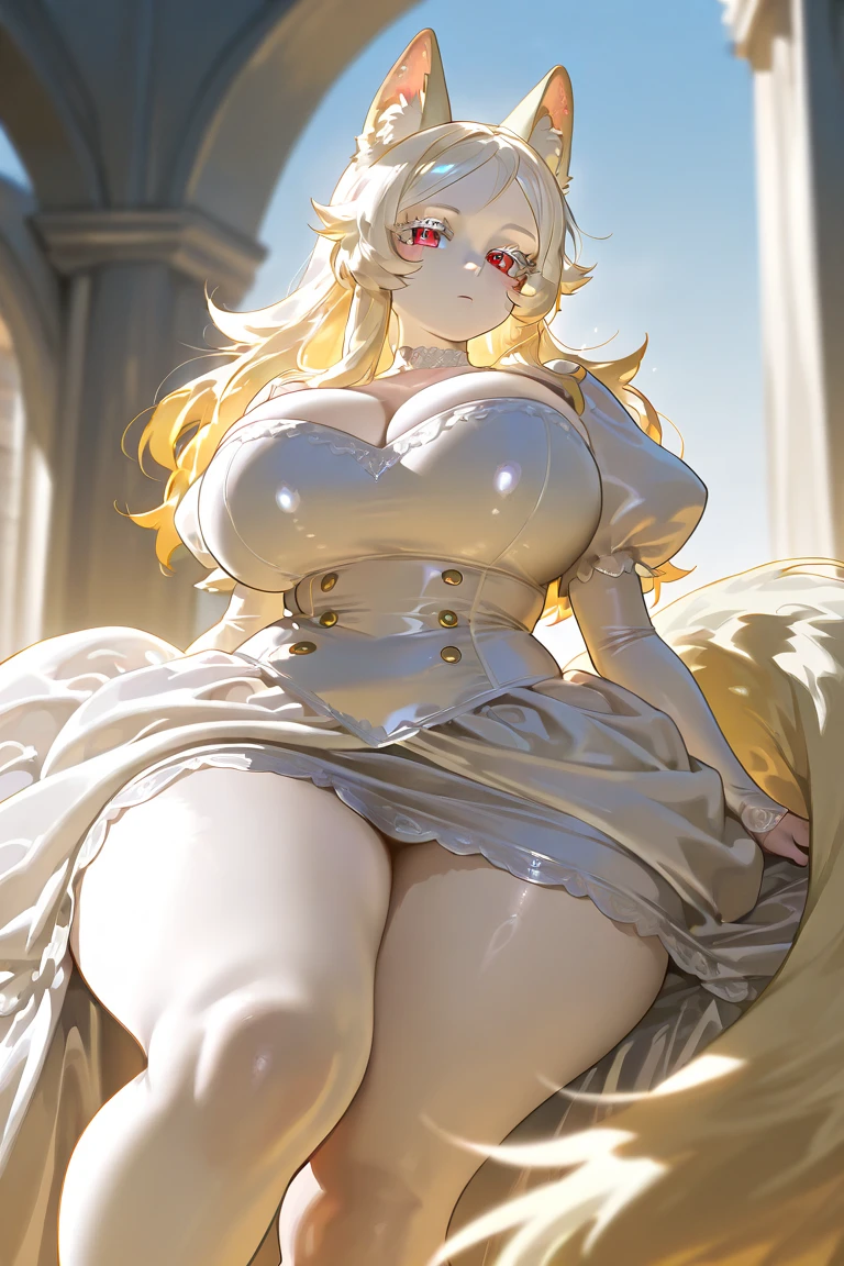 anime artstyle,Masterpiece,(Best Quality), (Super Detail),(Very Delicate and Beautiful),(Solo),((full body portrait)),full body,full body portrait,(detailed face and eyes),jewel-like beautiful eyes,((1 princess in a beautiful embroidery and jeweled rococo princess ballgown with jeweled voluminous full length hoop skirt)),((fantasy castle,outdoors,outside the castle)),((Crinoline,Long Train)),super detailed gorgeous princess ballgown with voluminous full length hoop skirt,jeweled Gorgeous rococo princess ballgown with long train,jeweled Gorgeous rococo princess ballgown with long train,gorgeous rococo princess ballgown with beautiful embroidery and jeweled,((large amount of straight hair,extremely voluminous Very Long straight Hair,Absolutely Long Straight Hair)),(((very gigantic boobs,cleavage))),long_gloves,extremely gorgeousfull hair ornament,bling-bling extremely gorgeousfull jeweled tiara,luxurious jewelry,full body portrait