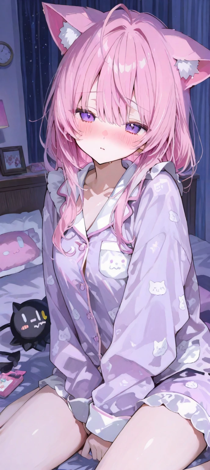 naked、(blush:1.5)、Laugh shyly、pajamas、