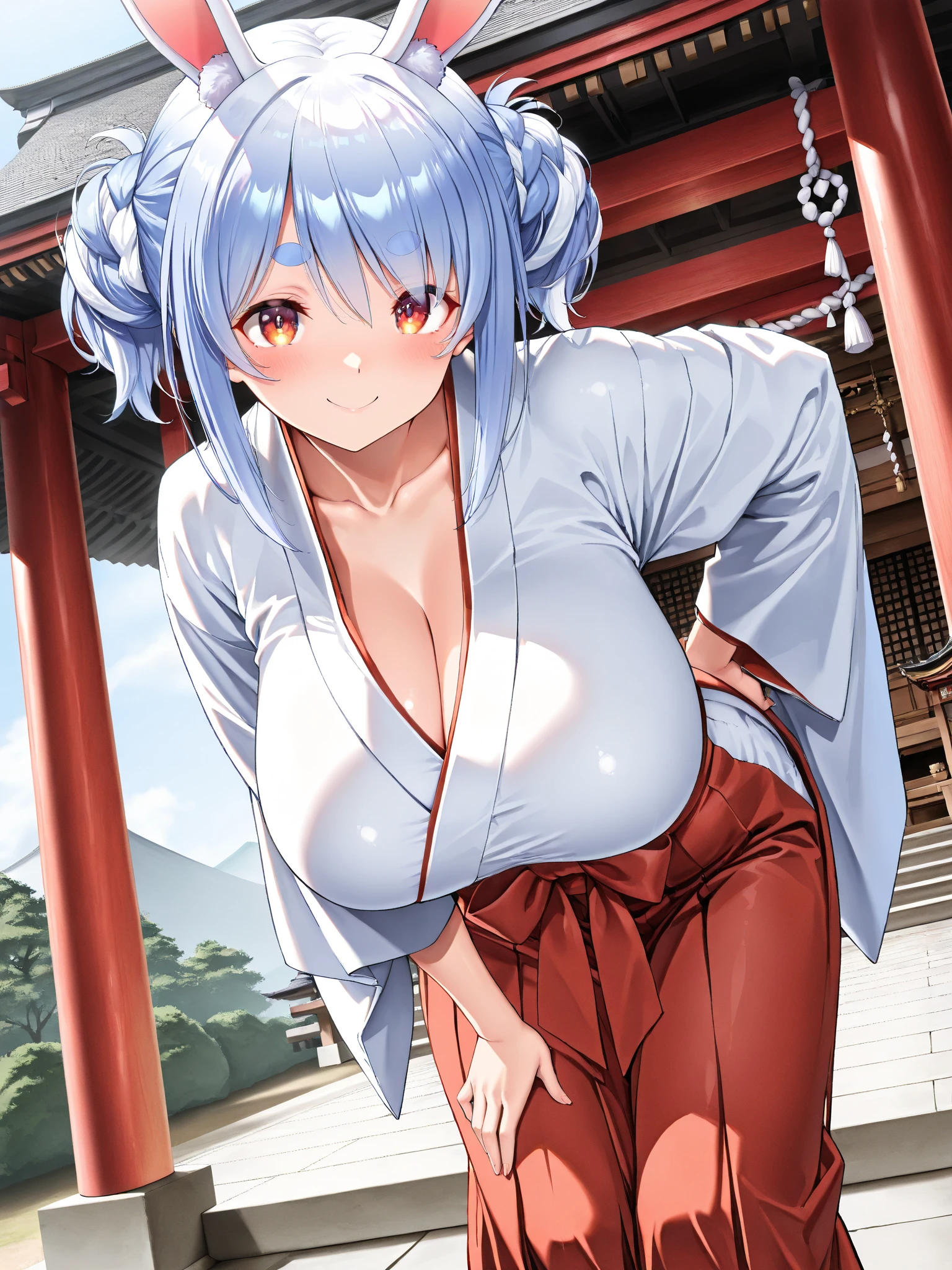 1girl, solo, pov,drunk , blush,sleepy、、(red cat eyes)、Solo,Silver hair、(twin tail hair:1.5)、（DEMON horns）,underboob、girl with horns、(SAMURAI)、(((Japanese KIMONO armor)))、(((Fishnet tights)))、cleavage、big breasts、drinking medieval liquor、sitting TATAMI 、moonlit night、on TATAMI