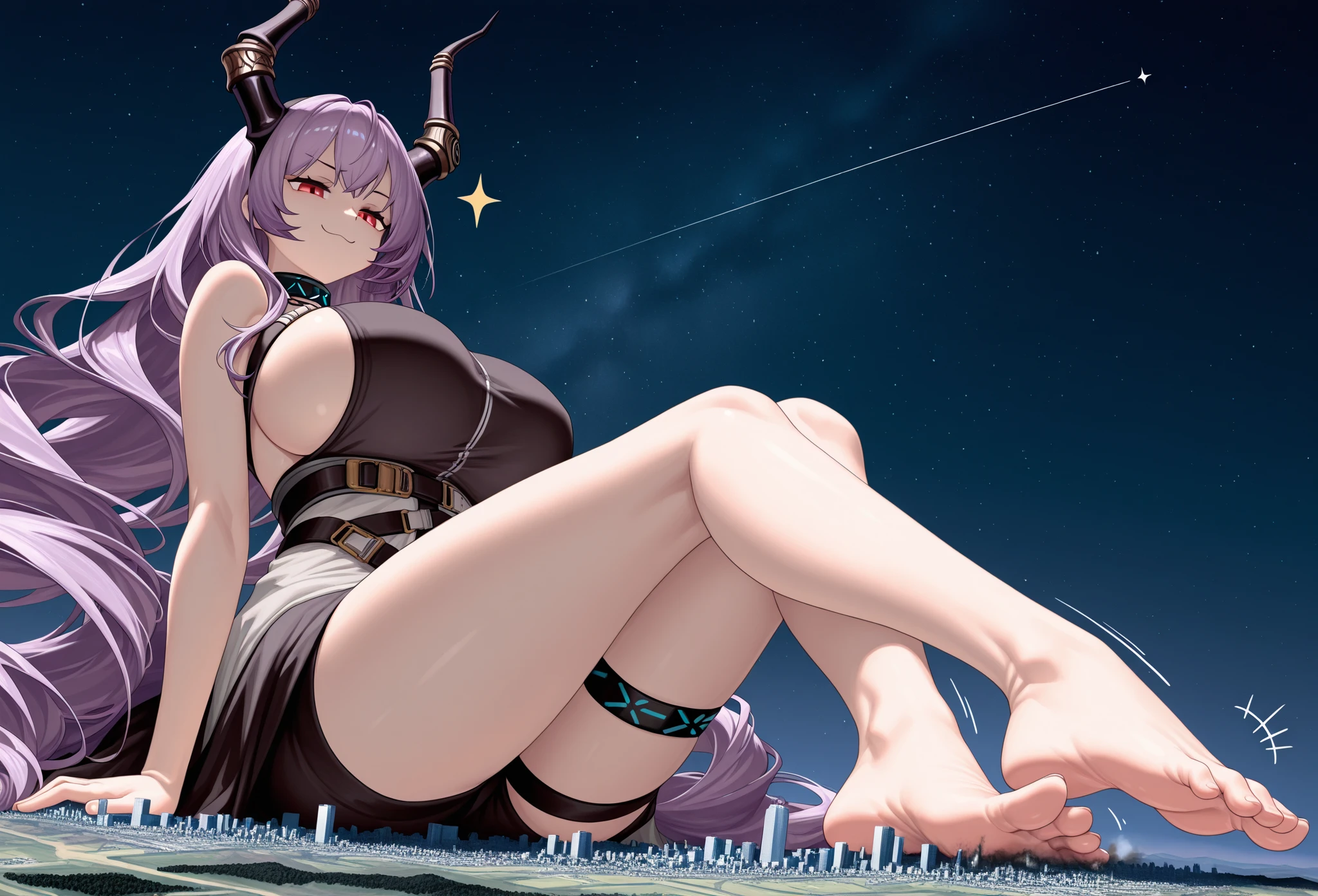 sexy attributes big violet eyes purple hair with black gradient strands Lingerie