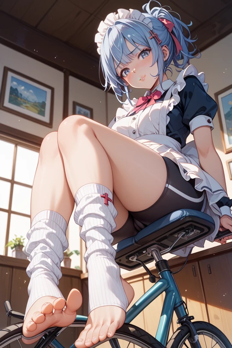 ((Masterpiece), Top Quality, Girl, (High School Uniform), , Silver Shorthair, Blue Eyes, (Skirt Deflected), (White Panties), Perfect Anatomy