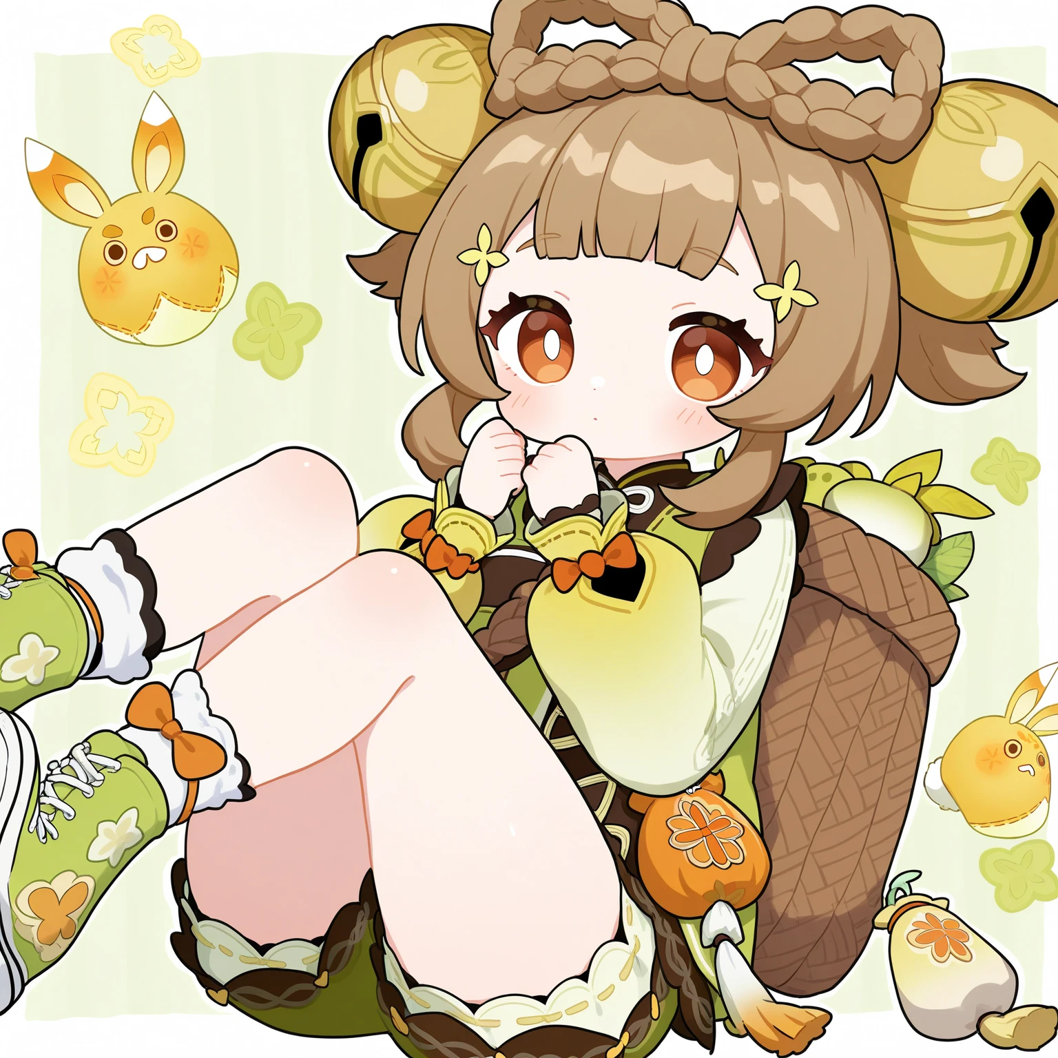 Anime girl eating a piece of food on a flower, Cute:2, 🐿🍸🍋, maplestory mouse, Official artwork, lovely art style, Pisif, Cute anime, 🍁 Cute, anime moe art style, Loli, cutecore, beautiful sunflower anime girl, Pisif style, offcial art, Cute anime girl, Splash art anime Loli