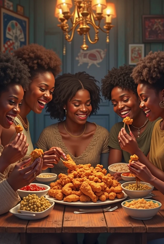 1970s photo of 3 beautiful african-american women wearing sexy 1970s attire eating sausage at a backyard bbq, atmospheric perspective, textured skin, cinematic action, super detail,